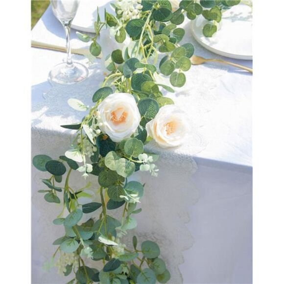 2 Pack 13Ft Artificial Eucalyptus Flower Garland  (Champagne) - Picture 1 of 6